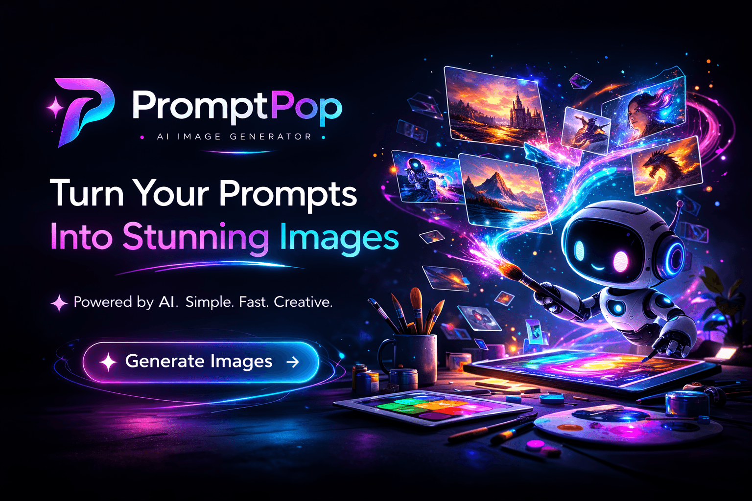 PromptPop creative robot illustration